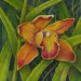 Sárga orchidea, selyem, 11x11 cm